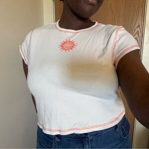 H&M White Sunburst Crop Top